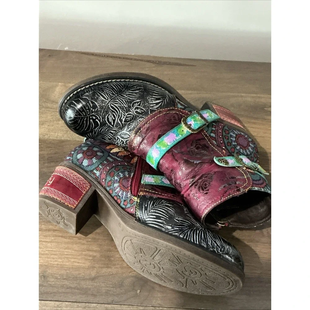 Socofy Bohemian Style Ankle Festival Boots Size  39/ US 8.5 - Picture 9 of 12